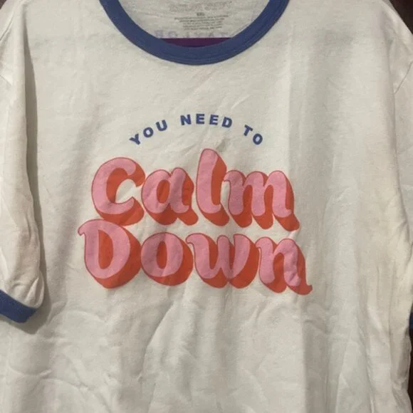 Taylor Swift You Need To Calm Down” Ringer Tee XXL - Picture 3 of 4